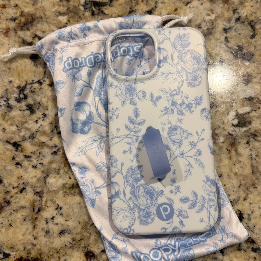 loopy Floral Blue and White Phone Case